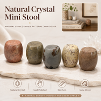 Tabouret rond en cristal naturel sculpté à la main, petit ornement décoratif en pierre polie, mini figurine pour la maison ou le bureau
