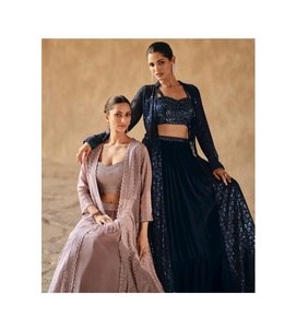Readymade Venta caliente diseñador indio ropa de fiesta Georgette tela lentejuelas bordado trabajo Maruti moda MF57 boda Lehenga - Product Image 1
