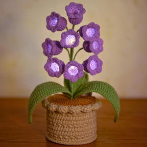 Fleurs en ruban à 9 têtes, faites à la main au crochet, en stock, pour plantes en pot, ornement de bureau intérieur PZ - Product Image 6