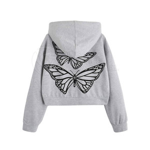 Sudadera Corta a Rayas de Alta Calidad para Niñas, Sudadera con Cierre en el Cuello, Sudadera Corta Informal, Hecha en Pakistán - Product Image 2