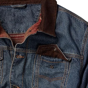 Nouveauté, vente en gros, veste en jean à col montant de haute qualité pour hommes, en coton respirant pour l'hiver, style personnalisé High Street - Product Image 5