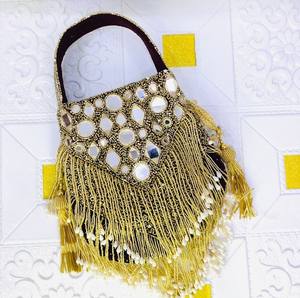Nuevo Bolso de Fiesta Étnico de Alta Calidad, Diseño Artesanal, Tipo Potli, para Novias, con Pedrería y Patrón de Piedras, Estilo Fusion para Damas - Product Image 4