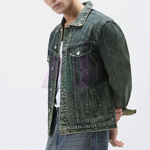Veste en jean pour homme confortable et tendance, 100% coton, avec logo sur le devant, respirante et coupe-vent, pour une utilisation décontractée en extérieur - Product Image 3