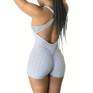 Mono Deportivo de Tela Texturizada de Poliéster y Elastano para Gimnasio, Ropa Deportiva Elástica de Punto de Una Pieza para Mujer - Product Image 2