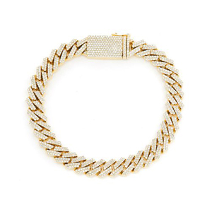 Joyería Hip Hop al por Mayor, Cadena Cubana de Lujo con Diamantes Moissanite VVS de 10MM y Oro Sólido de 10K, Brazalete de Eslabones para Unisex - Product Image 1