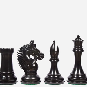 Pièces d'échecs américaines à triple pondération, fabriquées à la main en ébène et en buis, roi de 4,2 pouces avec une reine supplémentaire à prix avantageux - Product Image 1