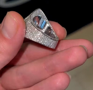 Iced Out Siver Moissanite Diamond <b>Ring</b> Hip Hop Tringle Desgin Luxury Statement <b>Ring</b> For <b>Men</b> Women Wear - Product Image 3