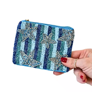 Bolsa bordada para monedas con cuentas de semillas multicolores de la India, bolsa para monedas hecha a mano para mujeres y niñas de MD HANDICRAFTS - Product Image 5