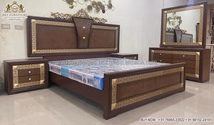 Juego de cama y dormitorio de estilo antiguo, juego de cama y muebles de dormitorio de madera teca estilo trineo de lujo, compra europea - Product Image 5