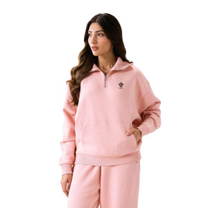 <b>Women</b> Autumn Winter Hoodie Tracksuit Solid Color Long Sleeve <b>Quarter</b> <b>Zip</b> Sweatshirt Jogger Pants Casual Fleece Windproof - Product Image 3