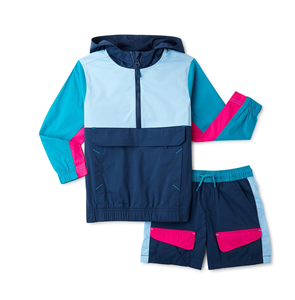 Conjunto de Chaqueta Cortavientos y Pantalones Cortos, Diseño Sólido, Impermeable, Ecológico, Informal de Invierno, Ligero, de Secado Rápido y Transpirable - Product Image 1