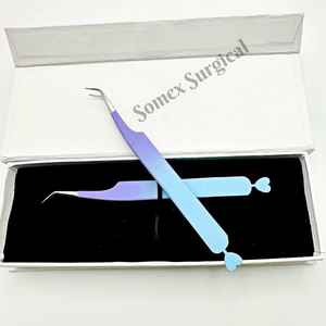 แหนบปลายแหลมคุณภาพสูงสำหรับต่อขนตา ทำจากสแตนเลส พร้อมกล่องเก็บหลายชิ้น - Product Image 1