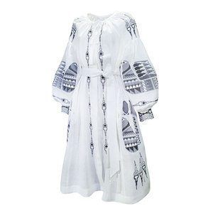 Vestido ucraniano elegante estilo fiesta para mujer, hasta el tobillo con cuello alto, manga larga, algodón bordado, tallas 4XL, venta al por mayor - Product Image 6