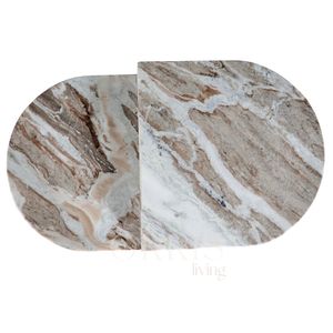 Mesa Auxiliar de Mármol Crema Fantasy, Moderna, Hecha a Mano, Mesita de Noche Decorativa, Base Cruzada Artística, Muebles de Lujo para Dormitorio y Sala de Estar - Product Image 4