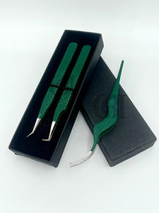 Meilleur Style 90 degrés Kelly vert poudre revêtement 45 degrés en acier inoxydable Extension de cils pince à épiler applicateur outil de beauté - Product Image 6