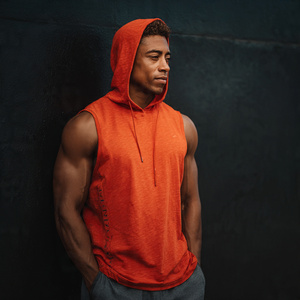 Gimnasio Fitness sin mangas capucha Top hombres entrenamiento Fitness ejercicio camiseta con capucha hombres culturista sin mangas sudaderas con capucha hombres - Product Image 3