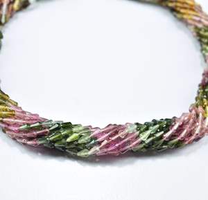 Cuentas de gotas de pera facetadas de turmalina multicolor natural para la fabricación de joyas, piedras de doble corte, piedras cortadas a cuadros - Product Image 2