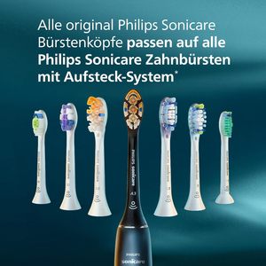 Têtes de brosse de rechange originales Sonicares W2 Optimal White, noires, lot de 8, HX6068/88 - Product Image 5