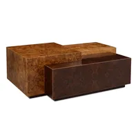 Table basse rectangulaire John Richard en finition noyer avec base en métal