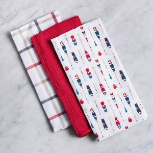 Checked Green Color 100% Organic Cotton GOTS certificate OEM super fleece binding <b>hanging</b> super soft cotton kitchen hand <b>Towels</b> - Product Image 5