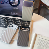 Casing ponsel tahan guncangan, sarung HP tekstur kulit cat metalik bergaris kualitas tinggi PC untuk iphone 17seri 16 15 14promax