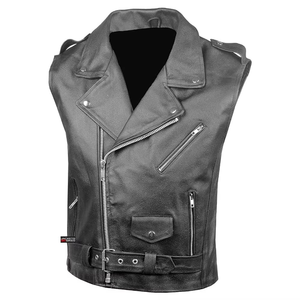 Gilet en cuir pour homme de haute qualité, personnalisé pour les motards, élégant, tendance, grande taille, sans manches, gilet en cuir pour homme tendance - Product Image 4