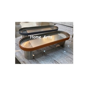 Plateau à nourriture en métal et cuir, design tendance, forme et taille personnalisées, plateau de service pour chocolats en vrac - Product Image 6