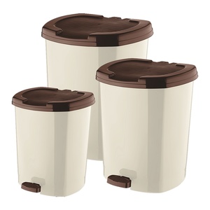 Ensemble de poubelles à pédale durables, lot de 3, en plastique PP, avec couvercle, pour déchets ménagers, type à pression, écologiques, amovibles - Product Image 4