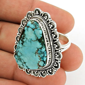 Bague de mode en turquoise tibétaine artisanale, argent sterling 925 massif, grossiste en vrac, fabricant de bijoux en argent, exportateurs, fournisseurs - Product Image 5