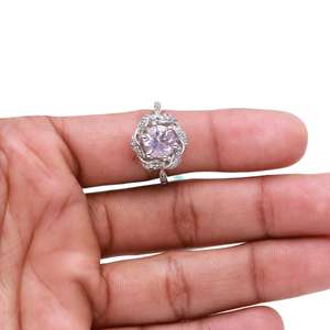 แหวนพลอยโรสควอตซ์ธรรมชาติที่สวยงาม925เงินสเตอลิง/ขายส่งพลอยสีชมพูสวยงามซัพพลายเออร์และผู้ผลิต - Product Image 3