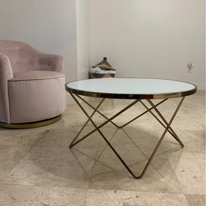 Table basse moderne de luxe de haute qualité, écologique, plateau en verre noir, cadre en métal, M.R. ARTISANAT pour le salon Indien - Product Image 1