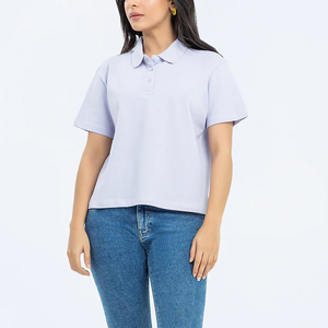 Polo pour femmes en tissu Piqué confortable avec Logo imprimé en 3D personnalisé T-shirt polo de golf à manches courtes respirant de couleur unie pour femmes - Product Image 2