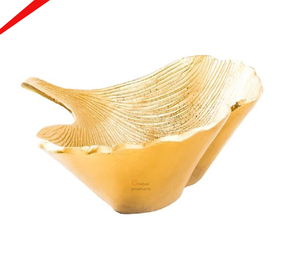 Cuenco de aluminio hermoso del chocolate del diseño de la hoja acabada de oro para los hoteles - Product Image 1