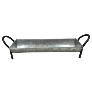 Bandeja rectangular negra mate galvanizada de grado comercial reciclable al por mayor con mango de hierro de alto estándar para uso en restaurantes - Product Image 1