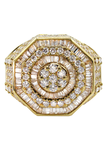 Anillo de Oro de Lujo para Hombre Estilo Hip Hop, 10K, 14K, 18K, Moderno, con Diamantes Cultivados en Laboratorio VVS, Forma Redonda y Baguette - Product Image 3