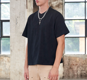 2025 camiseta recortada de alta calidad para hombre, camiseta informal esencial de gran tamaño, Camiseta de algodón 100% para hombre, ajuste holgado - Product Image 6