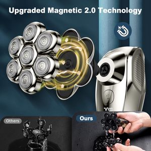 Kit de toilettage pour homme 5 en 1, rasoirs électriques pour hommes chauves, rasoirs humides et secs, alimentés par USB, avec écran LED, étanches IPX7 - Product Image 6