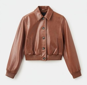 Abrigo de Cuero Marrón para Mujer, con Cierre, Cuello Alto, Acanalado, Regular, de Piel de Cordero Genuina, Estilo Casual Vintage, Ropa de Abrigo de Invierno, Algodón Crudo - Product Image 1