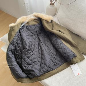 Chaqueta de Manga Larga Estilo Vintage Otoñal con Cuello de Piel de Zorro, Nueva Moda, Holgada, Informal, con Cierre de Cremallera, Mezclilla y Spandex 100% - Product Image 6