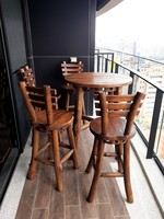 Moderner Rustikaler Teak-Barhocker & -Stuhl Nachhaltige Outdoor-Möbel für Hotel Gastronomie Balkon Garten Terrassen-Sets