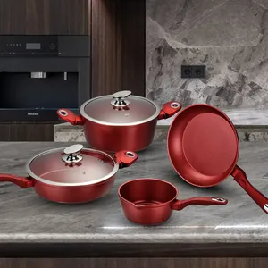 Rus pişirme tencere mutfak tedarikçisi ev pişirme gereçleri kırmızı 6 parça TENCERE SETİ