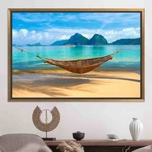 Serene Seascape Printed Canvas - Modern Glass Decor Art,GOLD <b>FRAMED</b> CANVAS - Product Image 1