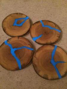 Vente en gros de sous-verres créatifs en bois avec ombrage noir et doré en résine de forme personnalisée sous-verres pour mariage, café, thé personnalisés - Product Image 4