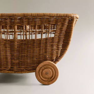 Sturdy Natural Rattan <b>Doll</b> Pram <b>Handmade</b> Wicker Toy Stroller Rattan <b>Doll</b> Carriage For Kids Room Pretend Play And Nursery Decor - Product Image 4