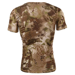 เสื้อยืดแขนสั้นพิมพ์ลายพรางสำหรับผู้ชายทรงเข้ารูปแห้งเร็วคอกลมเสื้อลำลอง - Product Image 4