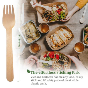 100% Fourchette en bois jetable écologique Bouleau naturel sain Style simple durable - Product Image 4
