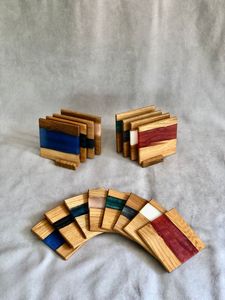 Best Quality Handmade Classic Luxury Resin Wooden Coasters Custom Color Square Durable 10mm Thick Eco-Friendly <b>Table</b> Decor - Product Image 4