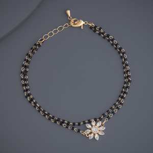 Floral <b>Beaded</b> Zinc Alloy Wedding Bangle-Trendy Mangalsutra <b>Bracelet</b> 184086 - Product Image 1