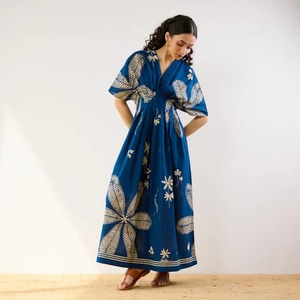 Vestido largo de algodón con bloque de mano indio para mujer, vestido elegante con estampado floral para fiesta, vestido personalizado para novia, boda, Verano - Product Image 4