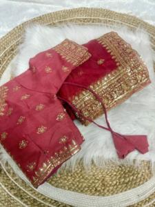 Más vendido rojo suave seda indio Bollywood rico aspecto elegante étnico desgaste Sari más moderno exportación última blusa fiesta exclusiva - Product Image 2